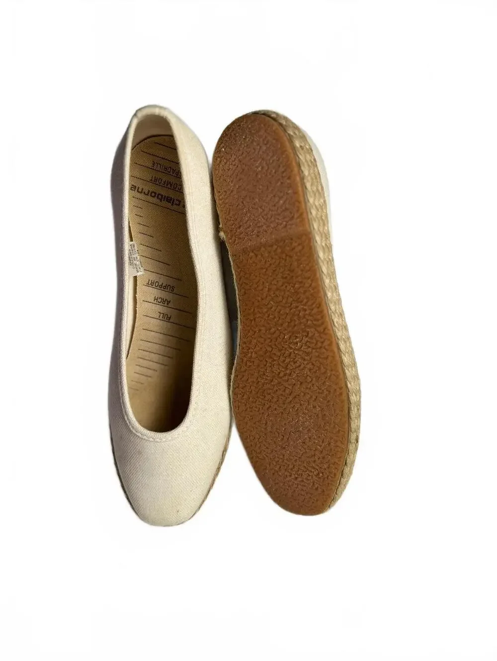 Liz Claiborne Women's Canvas Espadrille Flats Size 8 Cream